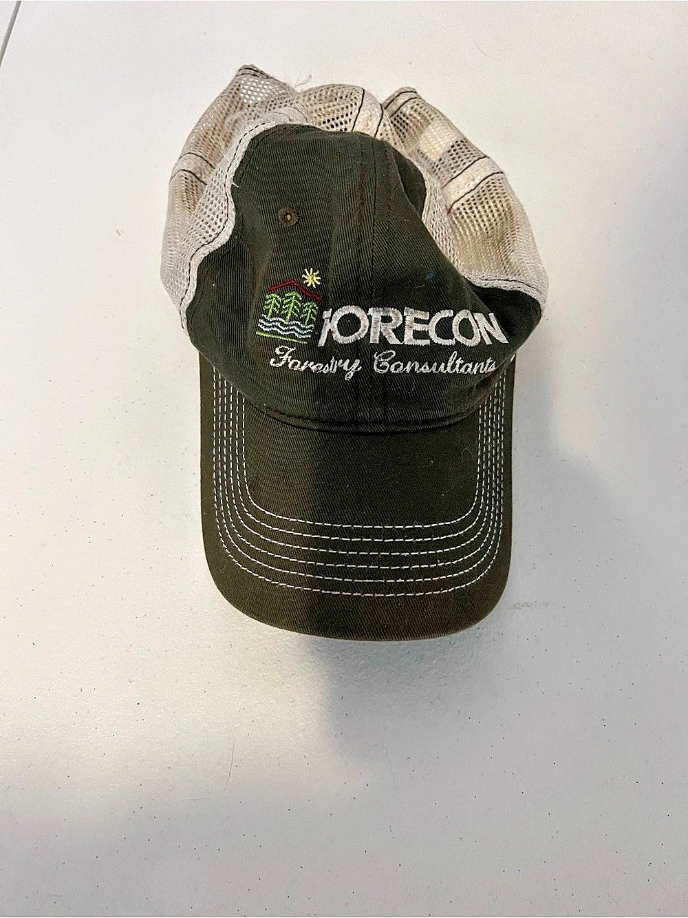 District Mesh Back Cap Oregon Embroidered Trucker Hat Black & Beige